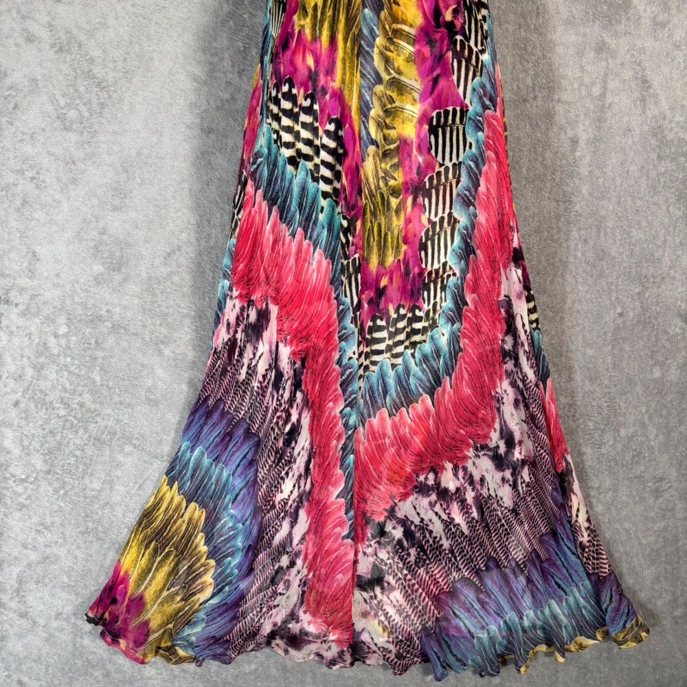 Marciano Vintage 100% Silk Strapless Maxi Dress Abstract Print Multicolor S Y2K - Picture 7 of 16